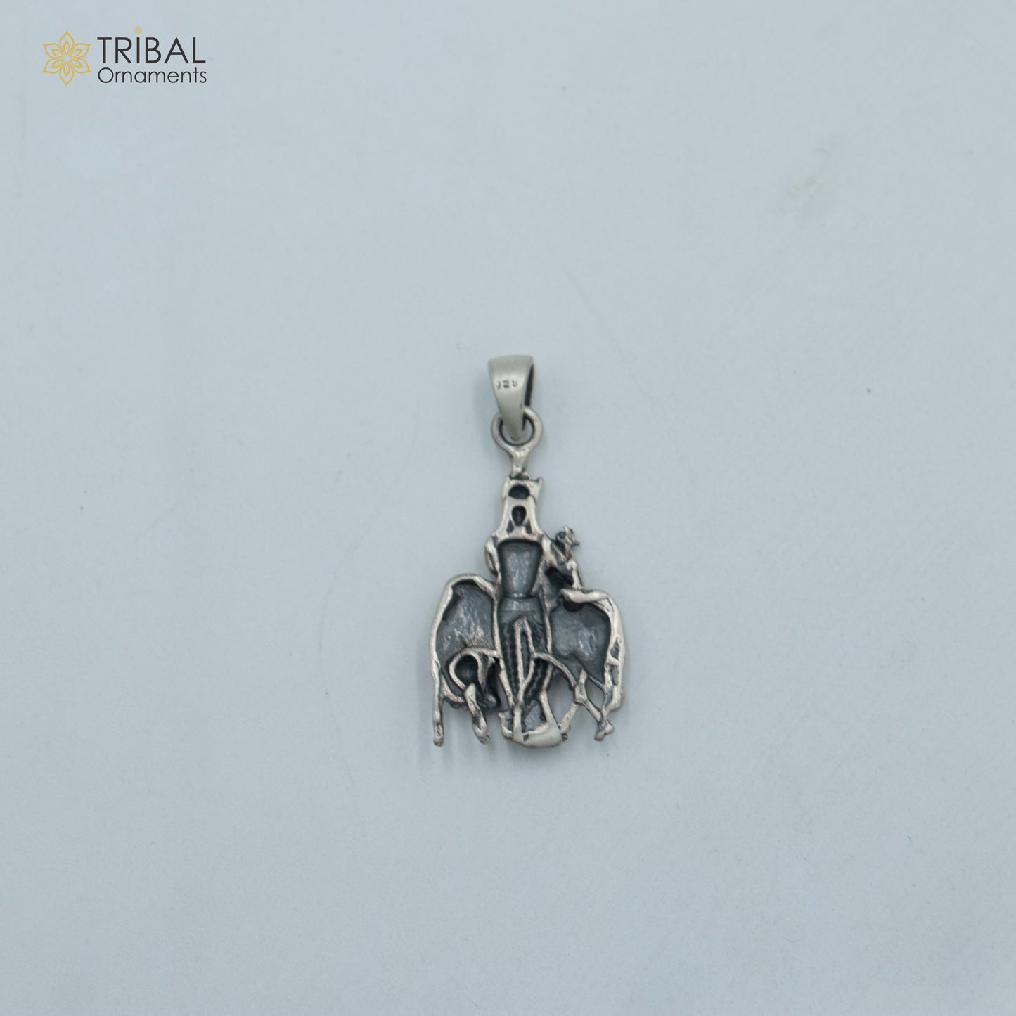 925 sterling silver lord Krishna with cow Pendant with chain tribal jewellery nsp1033 - TRIBAL ORNAMENTS