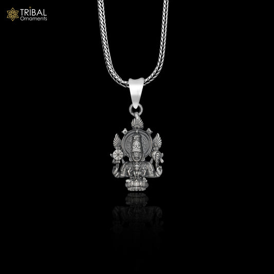 925 sterling silver lord Venkateswara with laxmi ji Pendant with chain tribal jewellery nsp1031 - TRIBAL ORNAMENTS