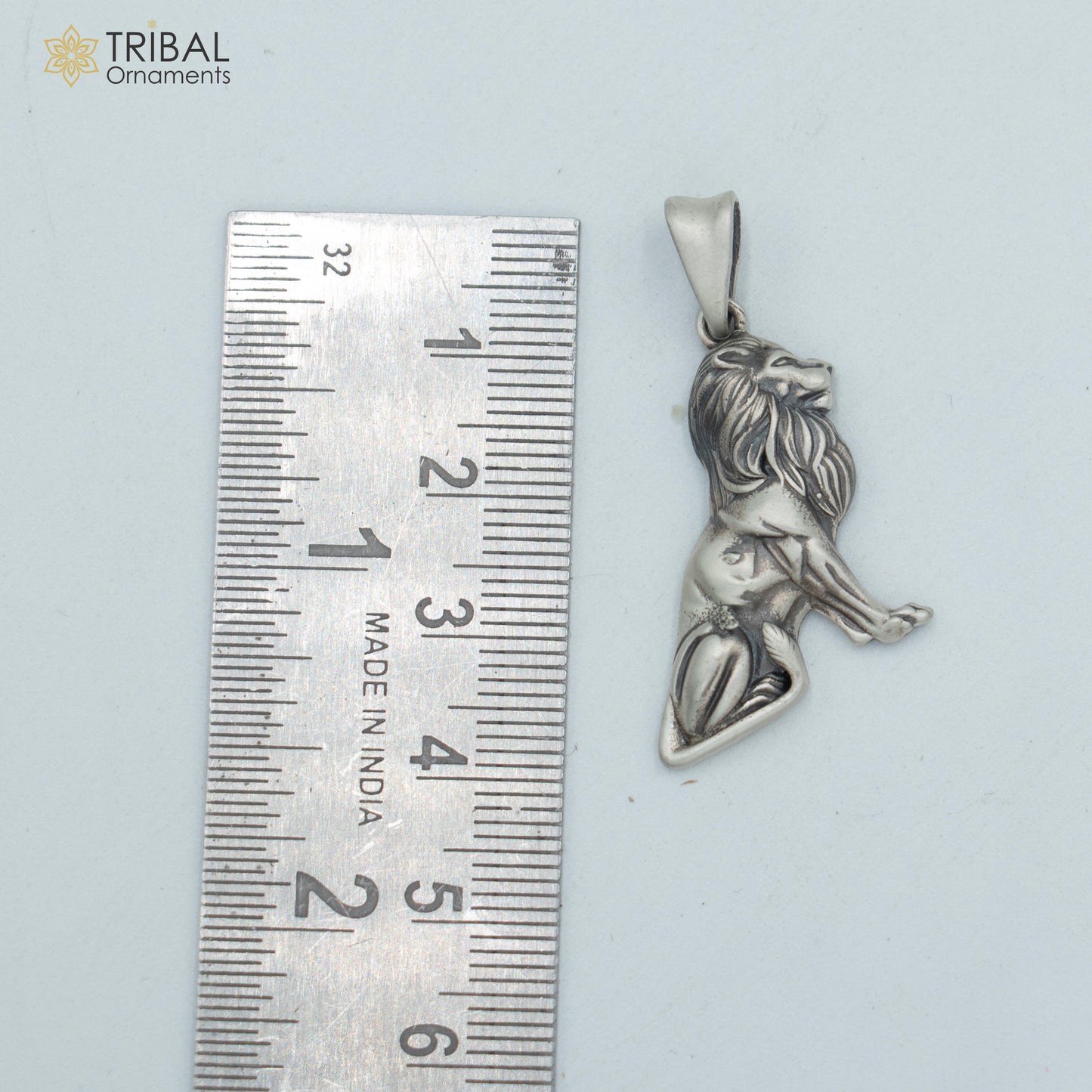 925 sterling silver The Lion King pendant with chain, tribal jewelry featuring intricate lion design and detailed craftsmanship.