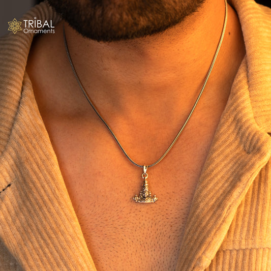 Sterling silver Tirupati Balaji pendant featuring vintage-style Hindu idol design, ideal spiritual jewelry for men and women.