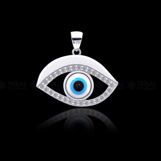 PURE 925 sterling silver evil eyes pendant with CZ stone nsp796 - TRIBAL ORNAMENTS