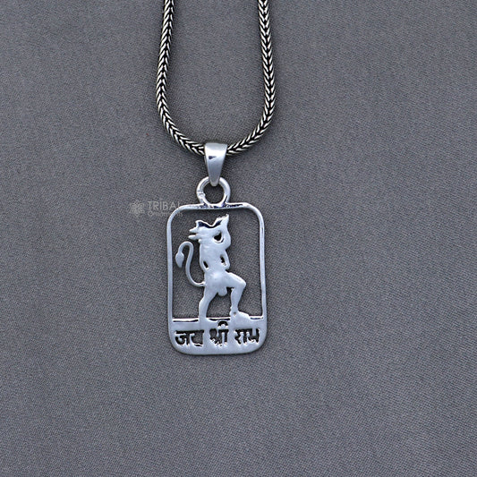 925 sterling silver handmand "Jai shree ram" ram mantra pendant nsp892 - TRIBAL ORNAMENTS