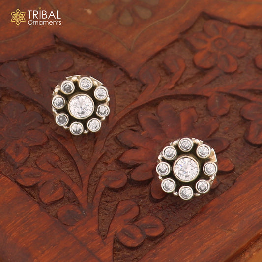 925 sterling silver cz cut stone floral charm necklace set stylish jewelry set742 - TRIBAL ORNAMENTS