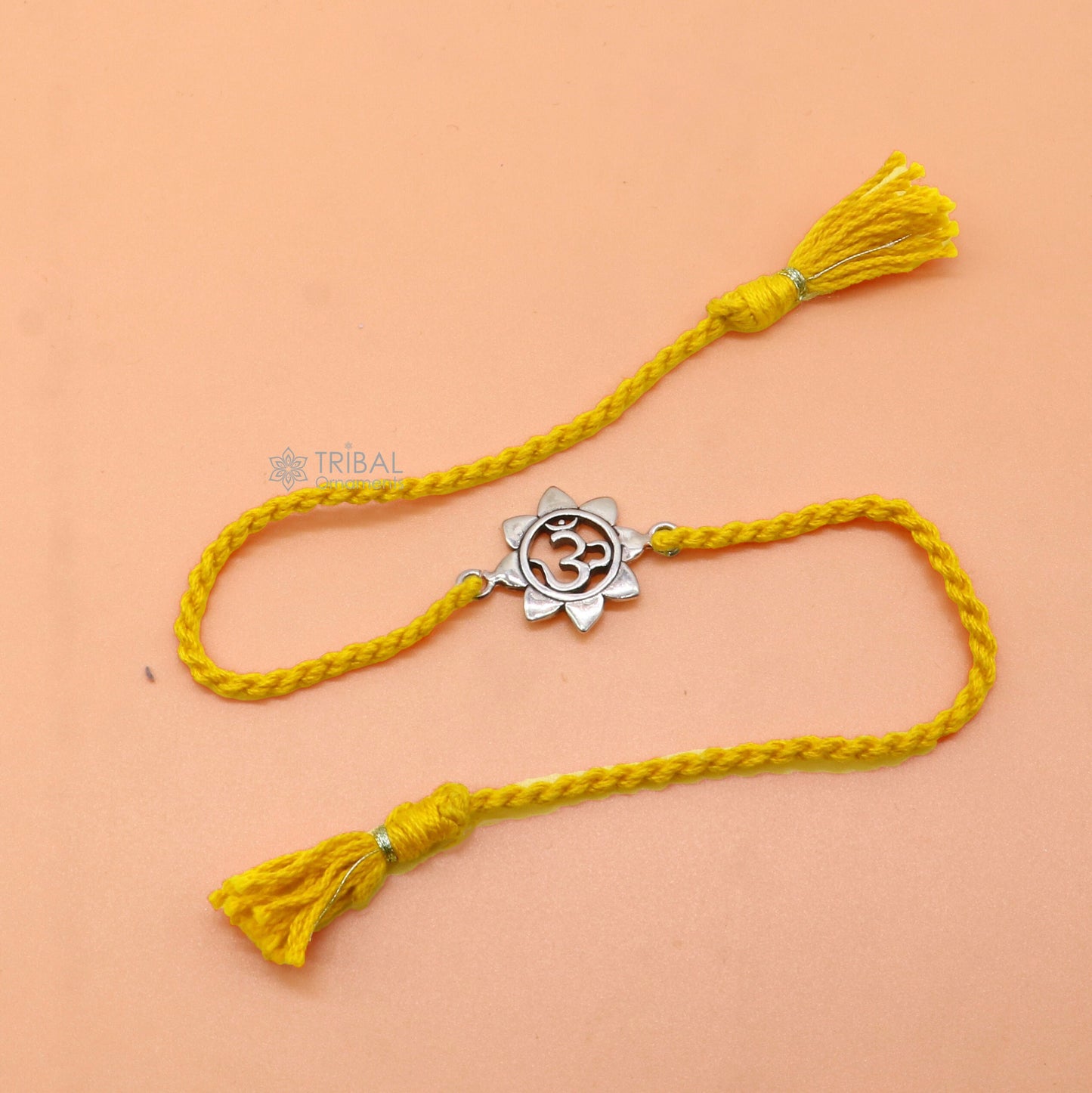 925 Sterling silver "AUM or OM" mantra thread rakhi bracelet rk309