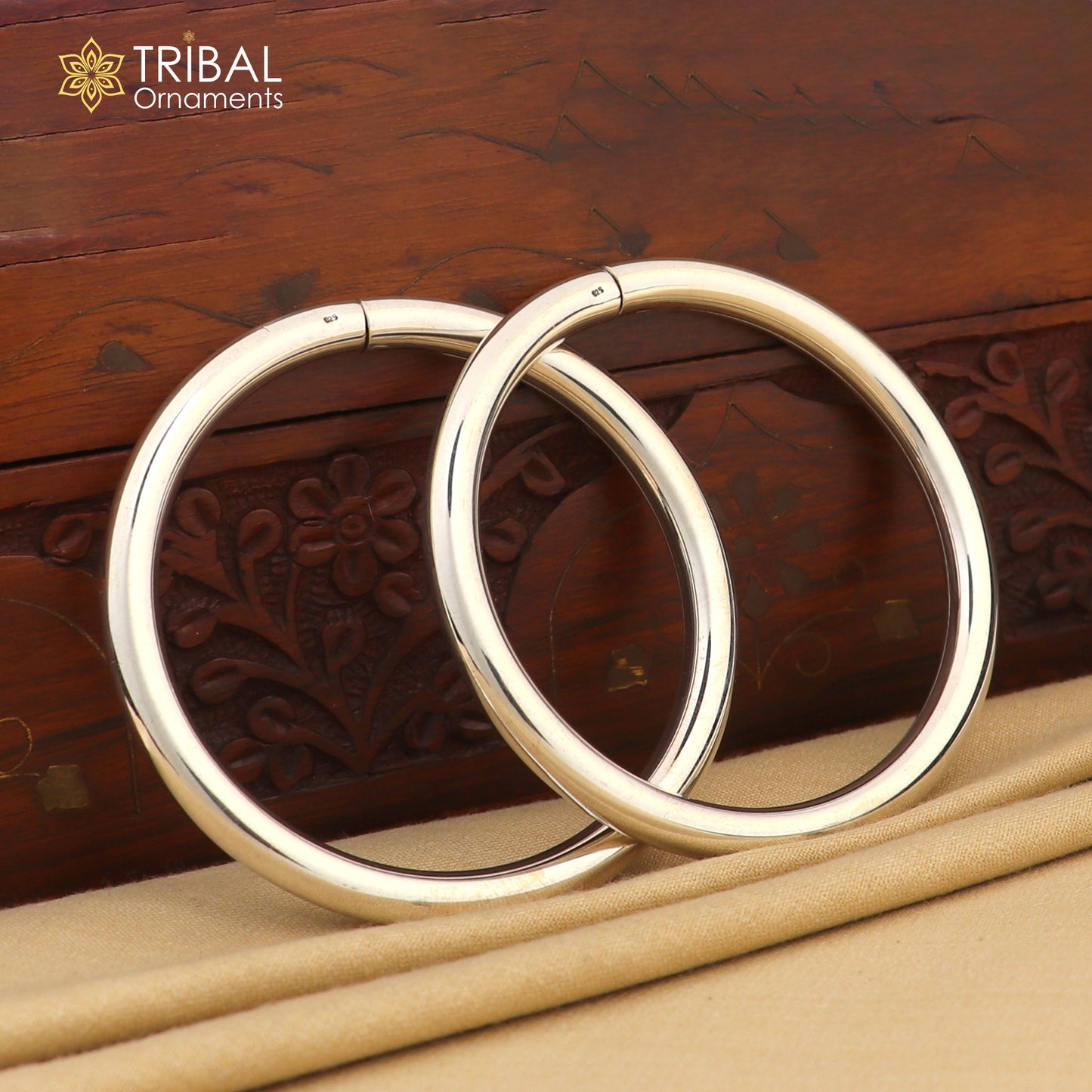 925 Sterling silver customized plain bangle kada tribal jewelry nsk937 - TRIBAL ORNAMENTS