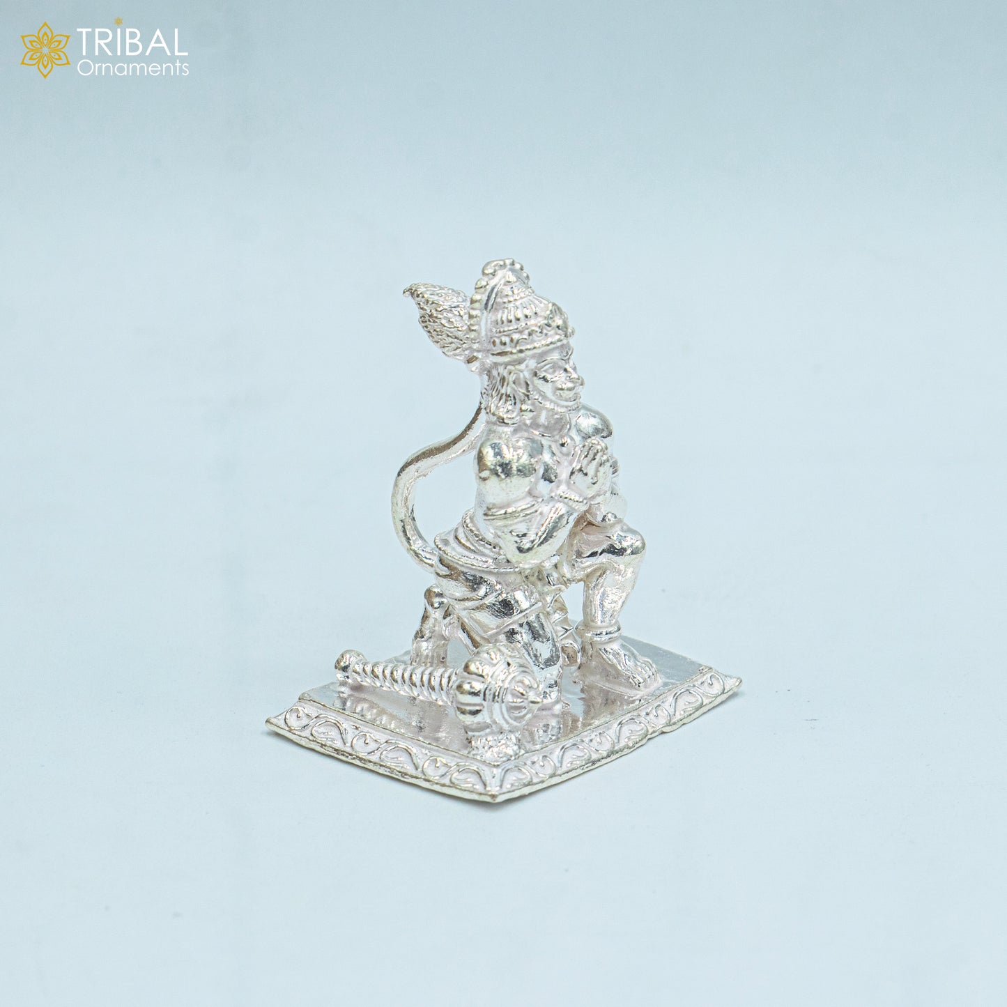 925 silver Lord Hanuman statue sculpture, home temple puja figurine by TRIBAL ORNAMENTS, detailed tribal silver art piece