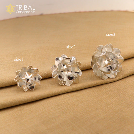 925 sterling silver lotus flower puja god temple worshipping articles su1341 - TRIBAL ORNAMENTS