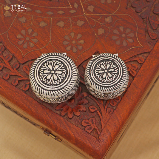 925 sterling silver round style oxidized trinket,casket, Sindoor box brides jewelry stb906 - TRIBAL ORNAMENTS