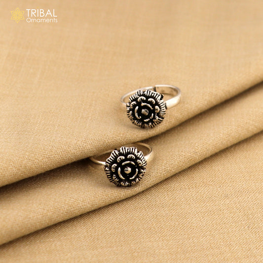 925 sterling silver handmade fabulous flower design toe ring band tribal belly dance vintage style ethnic brides jewelry ytr32 - TRIBAL ORNAMENTS