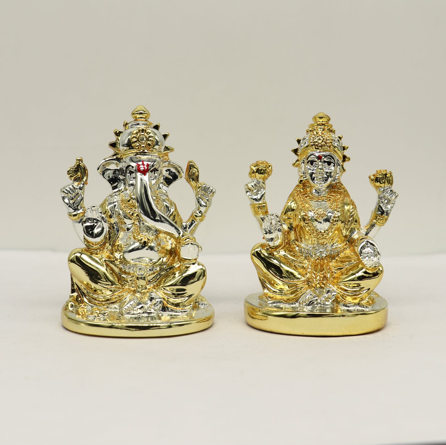 Goddess Laxmi or lord Ganesha Outside Gold or Silver Covering Inside Wax and Marble Silver Idol W7 - TRIBAL ORNAMENTS