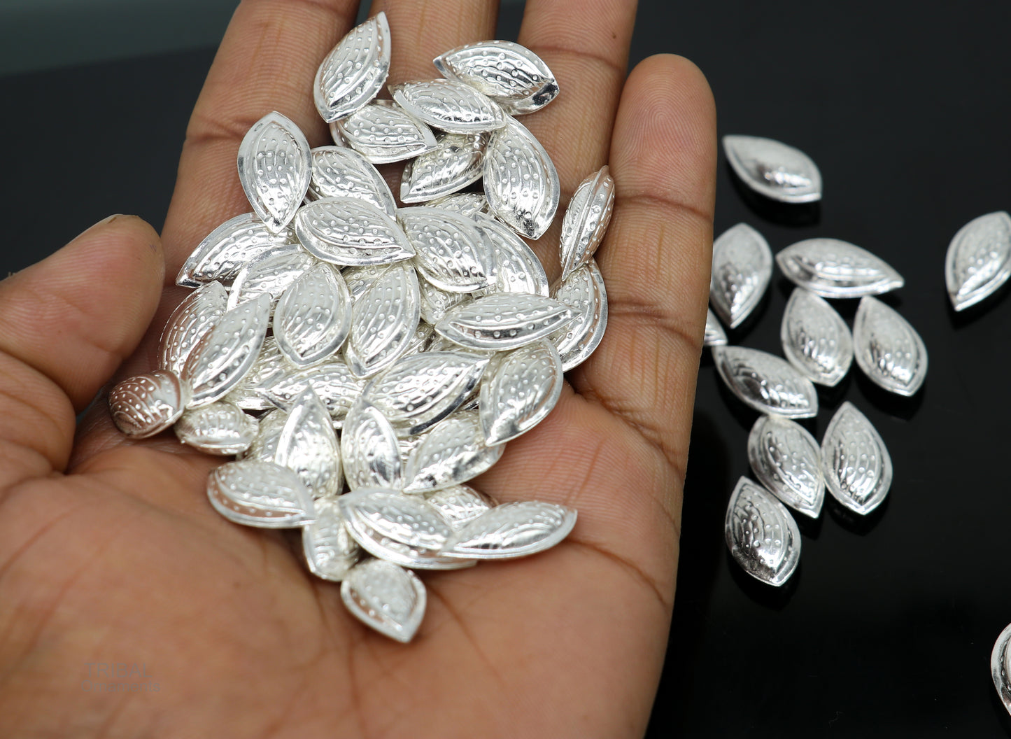 Lot 5 pieces Sterling silver handmade puja article, pure silver dry fruit, silver almond puja,gift for idols God, best puja temple art su437 - TRIBAL ORNAMENTS
