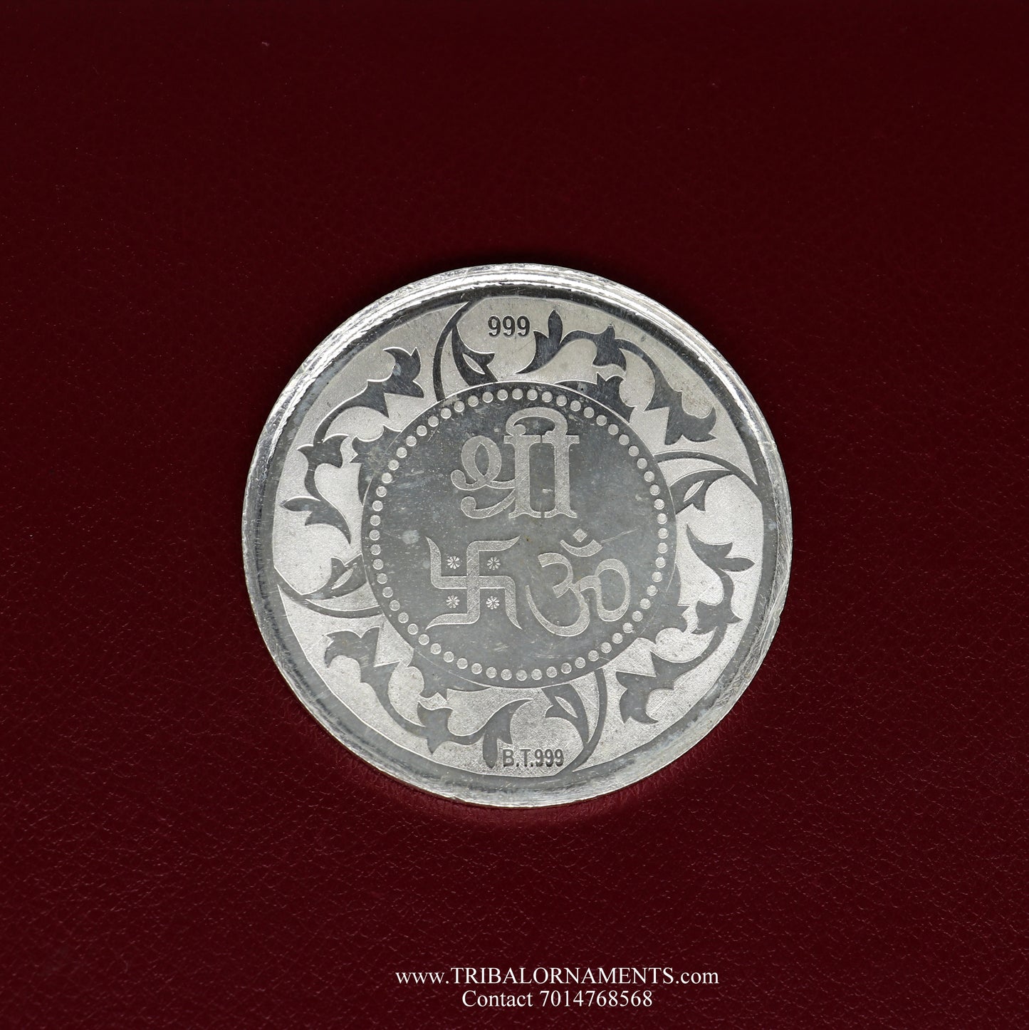 92.5 Silver Purity Ganesha + Lakshmi + Saraswati 100 Gram Coin for diwali. - TRIBAL ORNAMENTS