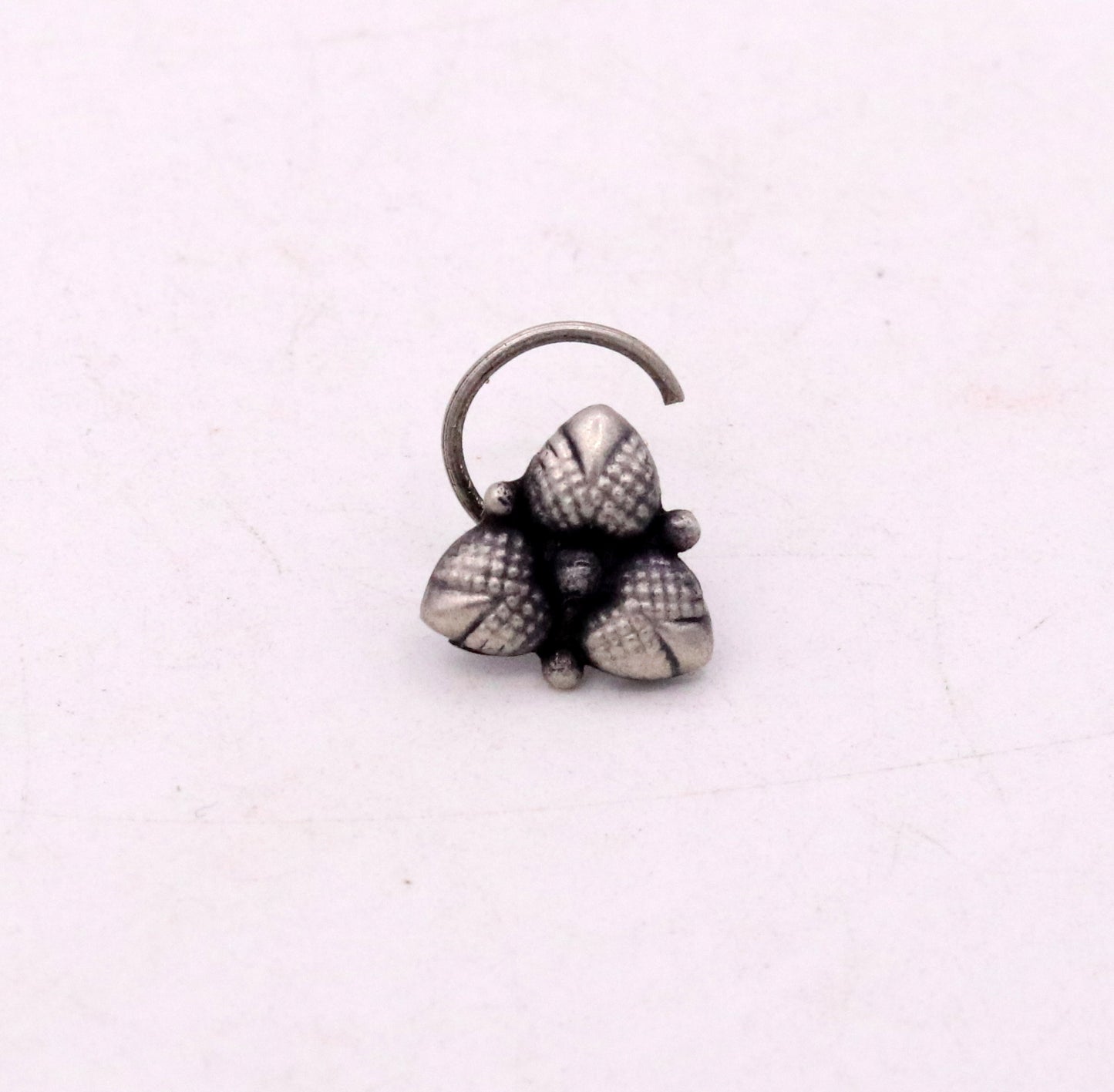 TREE LEAF FLOWER DEIGN 925 STERLING SILVER NOSE PIN U BAND HANDMADE SILVER TRIBAL JEWELRY NP23 - TRIBAL ORNAMENTS