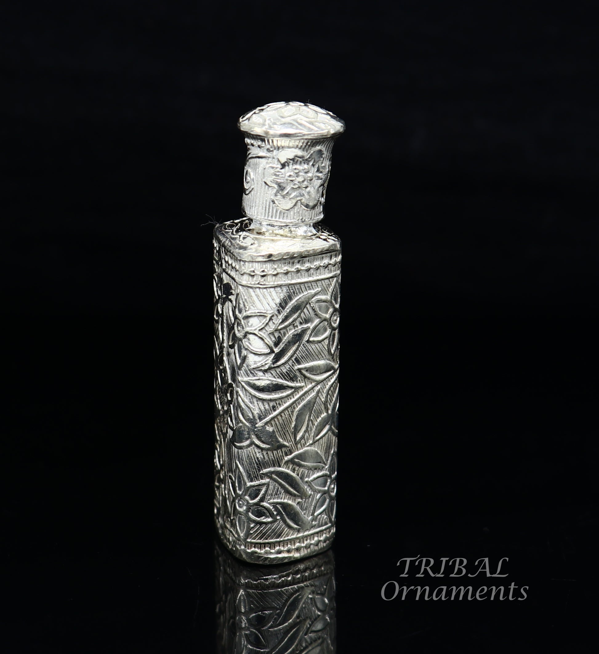 Vintage floral design royal bridal queen style sterling silver trinket box, container box, sindur/kumkum box, Vermilion bridal art stb261 - TRIBAL ORNAMENTS