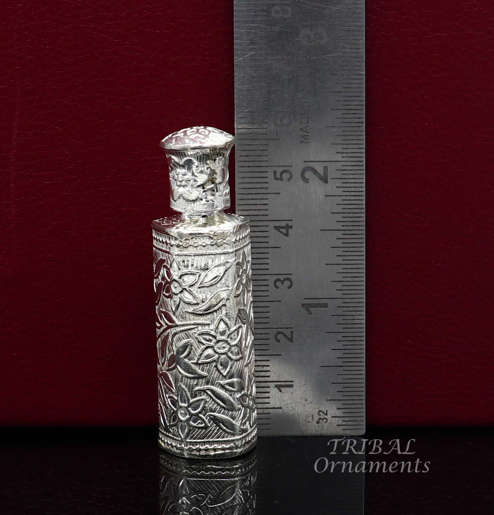 Vintage floral design royal bridal queen style sterling silver trinket box, container box, sindur/kumkum box, Vermilion bridal art stb261 - TRIBAL ORNAMENTS