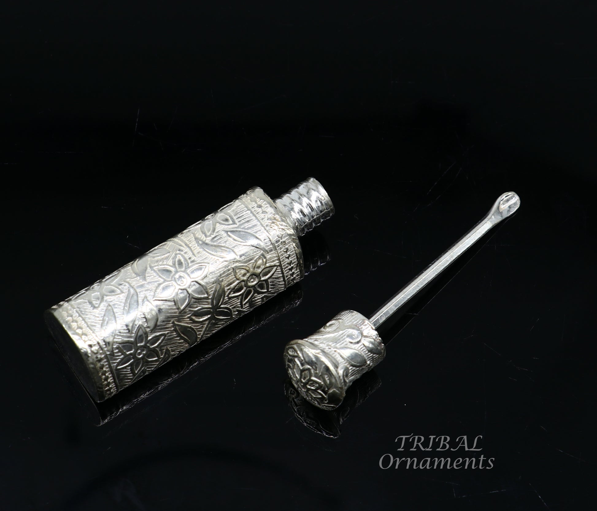 Vintage floral design royal bridal queen style sterling silver trinket box, container box, sindur/kumkum box, Vermilion bridal art stb261 - TRIBAL ORNAMENTS