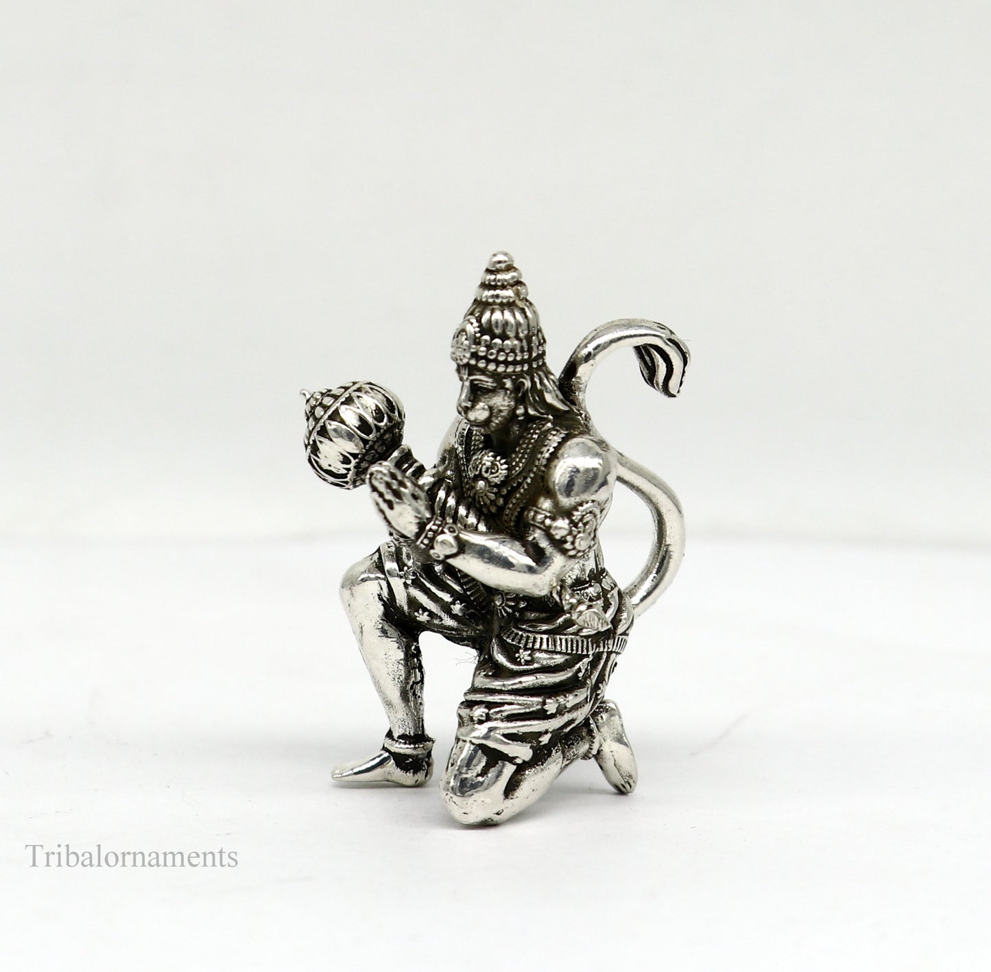 925 silver handmade Lord hanuman 1.5" statue, best puja or gifting god hanuman statue sculpture home temple puja art, utensils art124 - TRIBAL ORNAMENTS