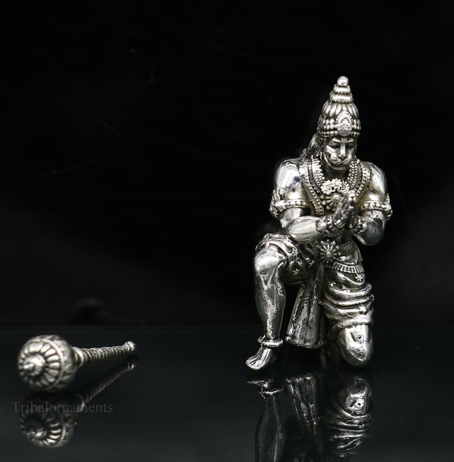 925 silver handmade Lord hanuman 1.5" statue, best puja or gifting god hanuman statue sculpture home temple puja art, utensils art124 - TRIBAL ORNAMENTS