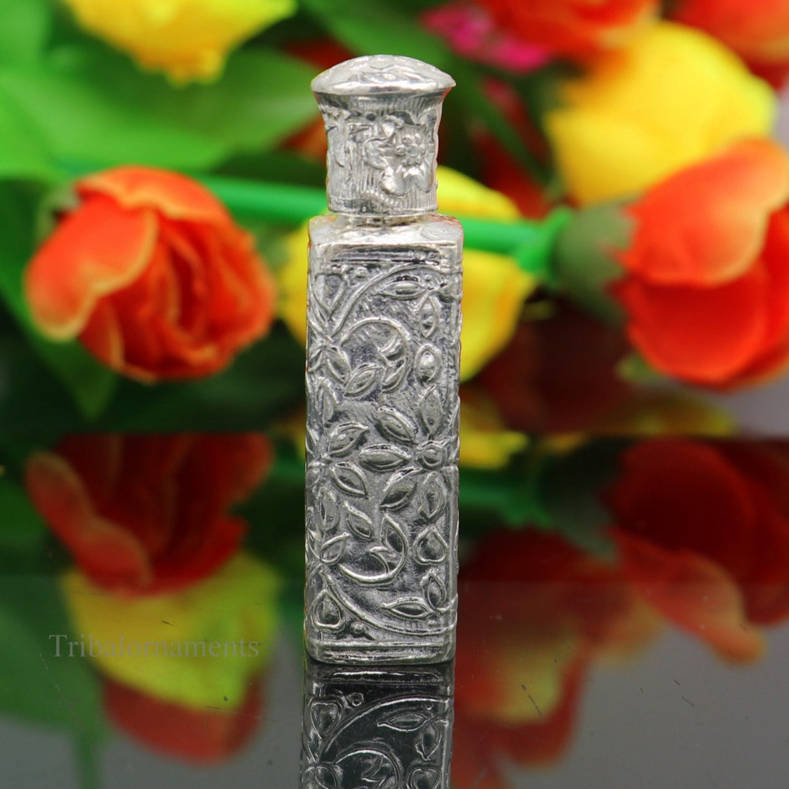 Vintage floral design royal bridal queen 925 sterling silver trinket box, container box, sindur/kumkum box, Vermilion bridal art stb196 - TRIBAL ORNAMENTS