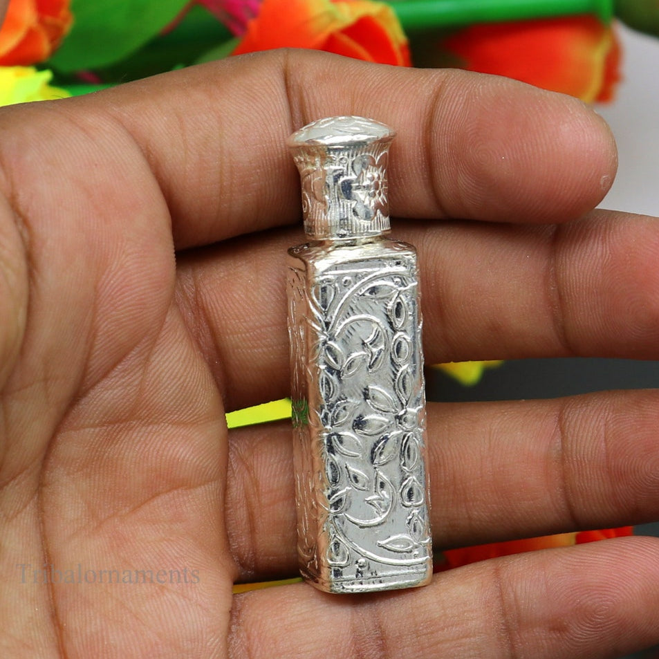 Vintage floral design royal bridal queen 925 sterling silver trinket box, container box, sindur/kumkum box, Vermilion bridal art stb196 - TRIBAL ORNAMENTS