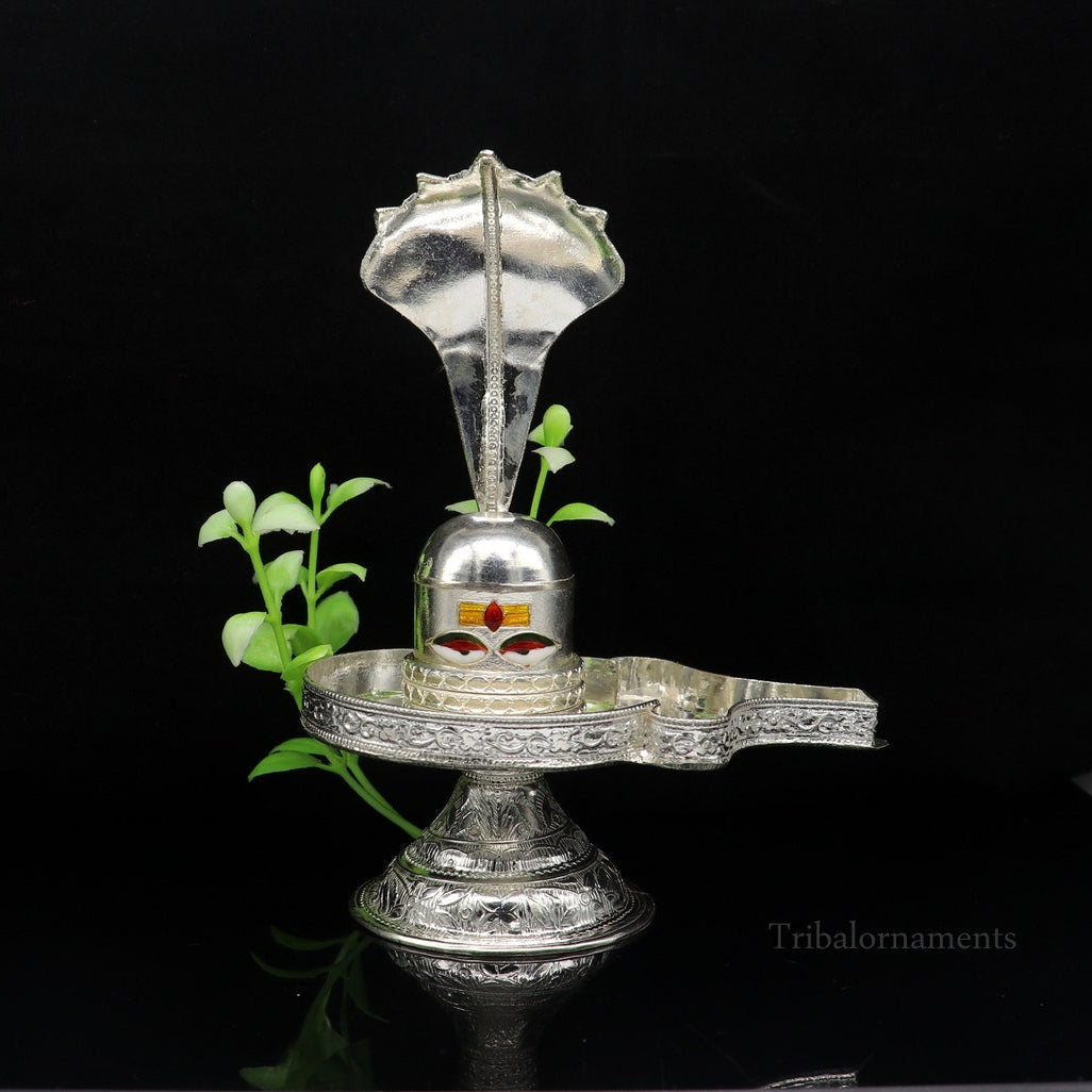 925 fine solid sterling silver lord Shiva lingam stand/jalheri, use for put/hold Shiva lingam in home temple, awesome handmade article su456 - TRIBAL ORNAMENTS
