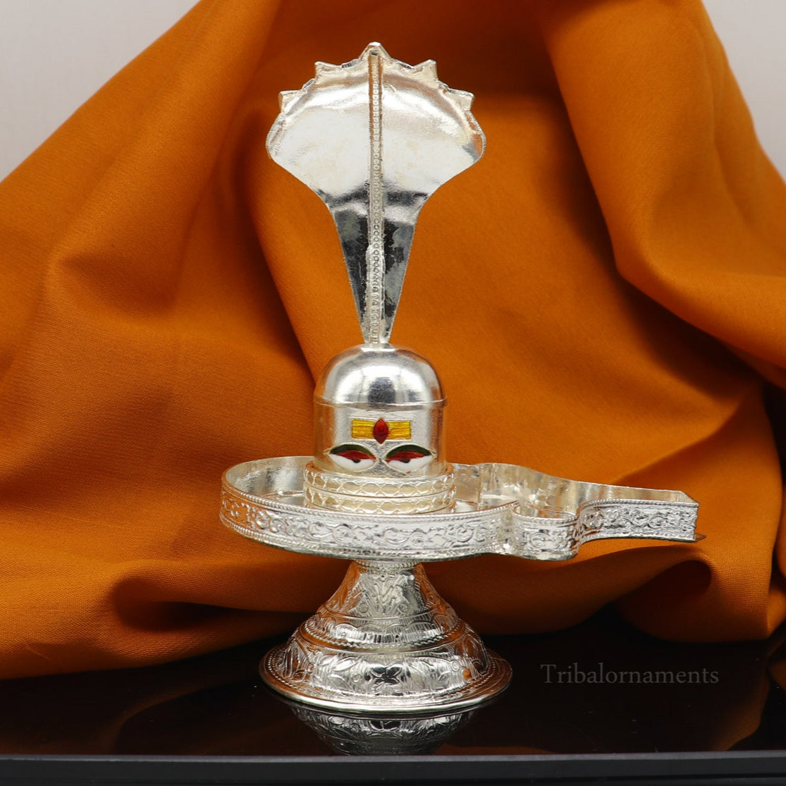 925 fine solid sterling silver lord Shiva lingam stand/jalheri, use for put/hold Shiva lingam in home temple, awesome handmade article su456 - TRIBAL ORNAMENTS