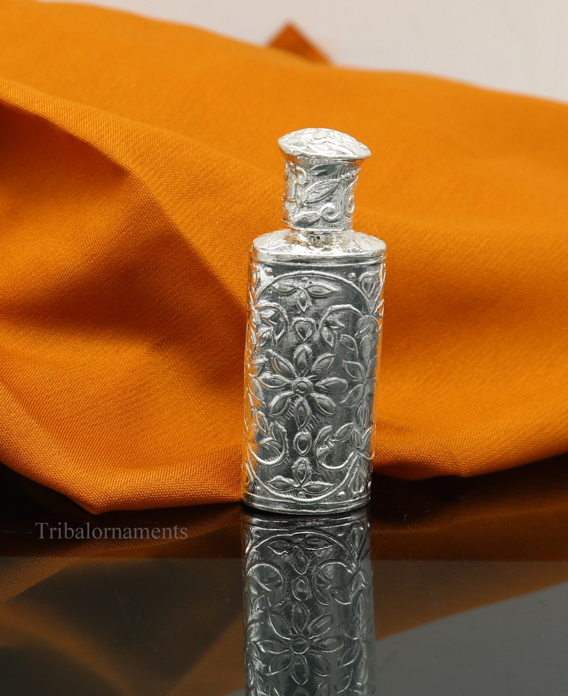 Vintage floral design royal bridal queen style 925 sterling silver trinket box, container box, sindur/kumkum box, Vermilion bridal art stb86 - TRIBAL ORNAMENTS