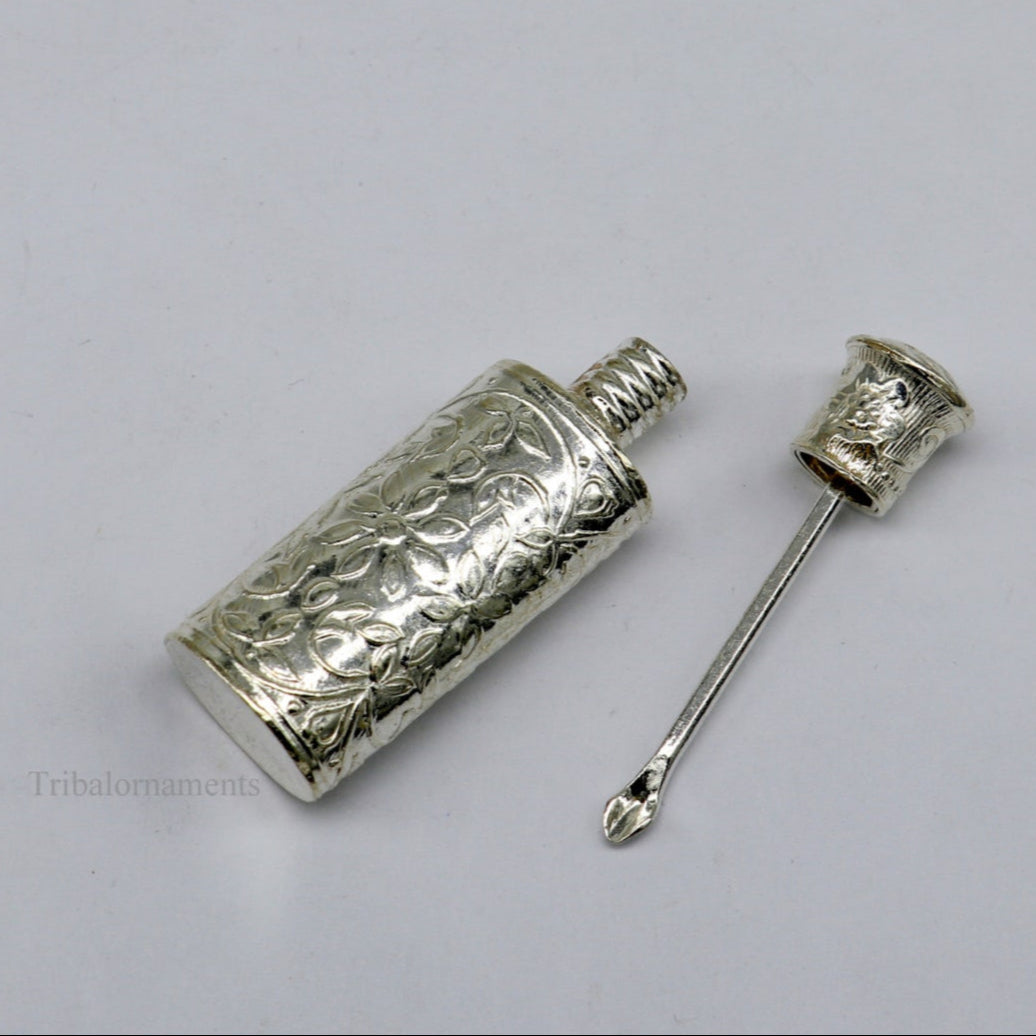 Vintage floral design royal bridal queen style 925 sterling silver trinket box, container box, sindur/kumkum box, Vermilion bridal art stb86 - TRIBAL ORNAMENTS