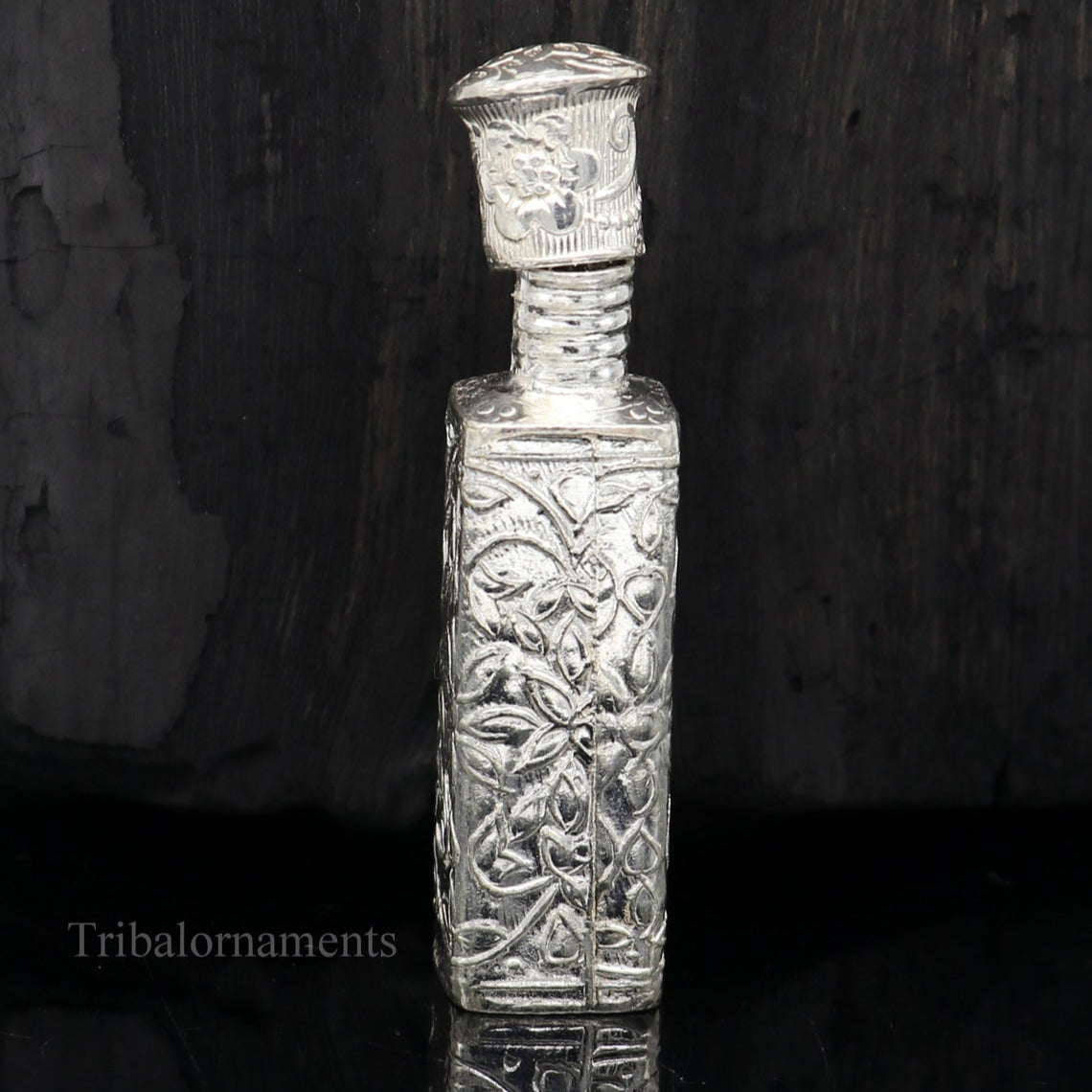 Vintage floral design royal bridal queen 925 sterling silver trinket box, container box, sindur/kumkum box, Vermilion bridal art stb196 - TRIBAL ORNAMENTS