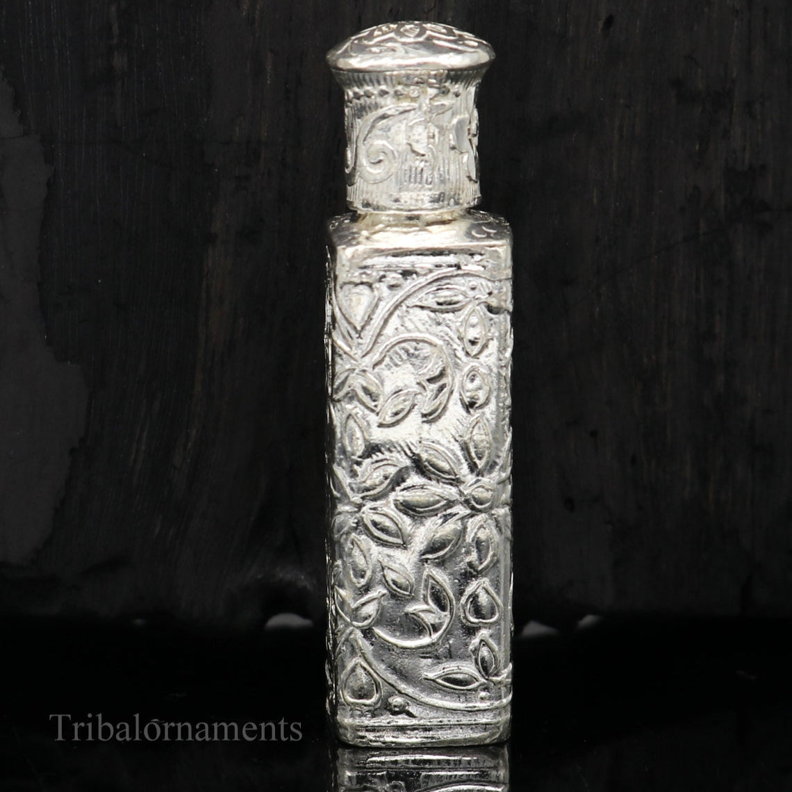 Vintage floral design royal bridal queen 925 sterling silver trinket box, container box, sindur/kumkum box, Vermilion bridal art stb196 - TRIBAL ORNAMENTS
