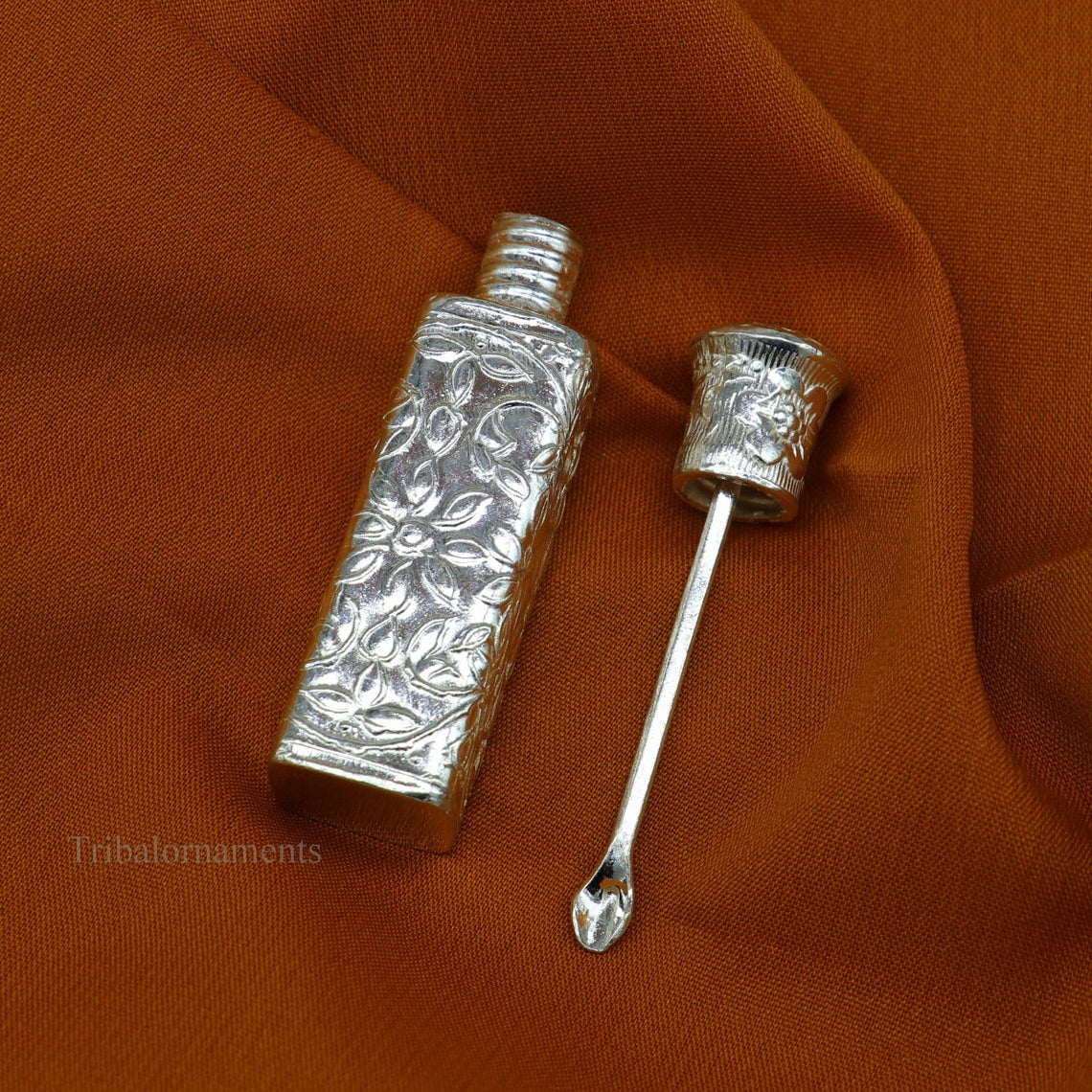 Vintage floral design royal bridal queen 925 sterling silver trinket box, container box, sindur/kumkum box, Vermilion bridal art stb196 - TRIBAL ORNAMENTS