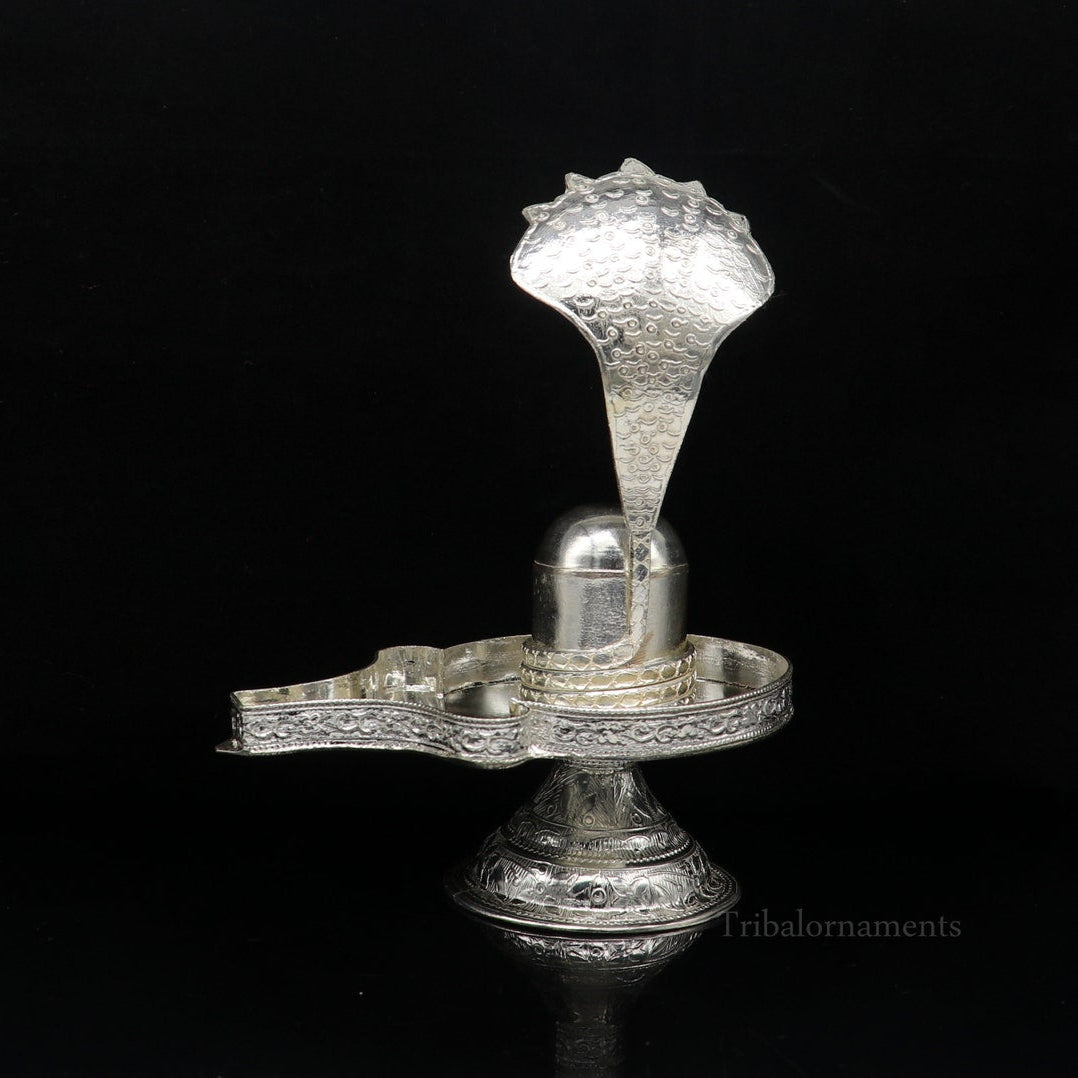 925 fine solid sterling silver lord Shiva lingam stand/jalheri, use for put/hold Shiva lingam in home temple, awesome handmade article su456 - TRIBAL ORNAMENTS