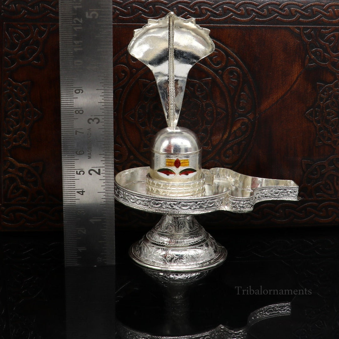 925 fine solid sterling silver lord Shiva lingam stand/jalheri, use for put/hold Shiva lingam in home temple, awesome handmade article su456 - TRIBAL ORNAMENTS