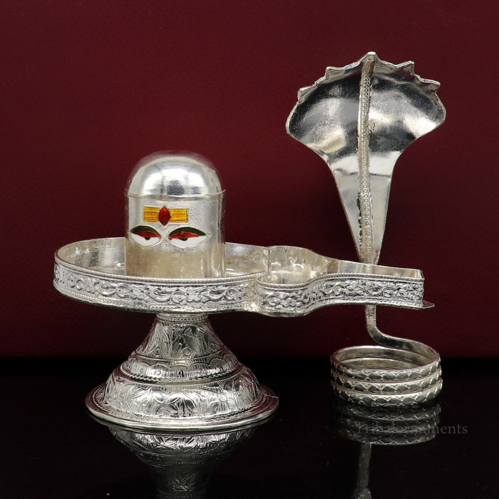 925 fine solid sterling silver lord Shiva lingam stand/jalheri, use for put/hold Shiva lingam in home temple, awesome handmade article su456 - TRIBAL ORNAMENTS