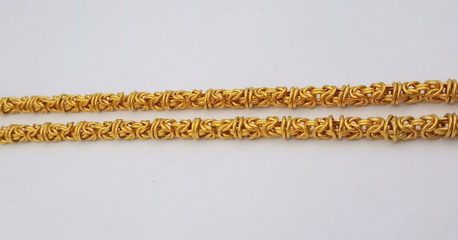 Sale Unisex 22k yellow gold chain byzantine style handmade long fabulous design - TRIBAL ORNAMENTS