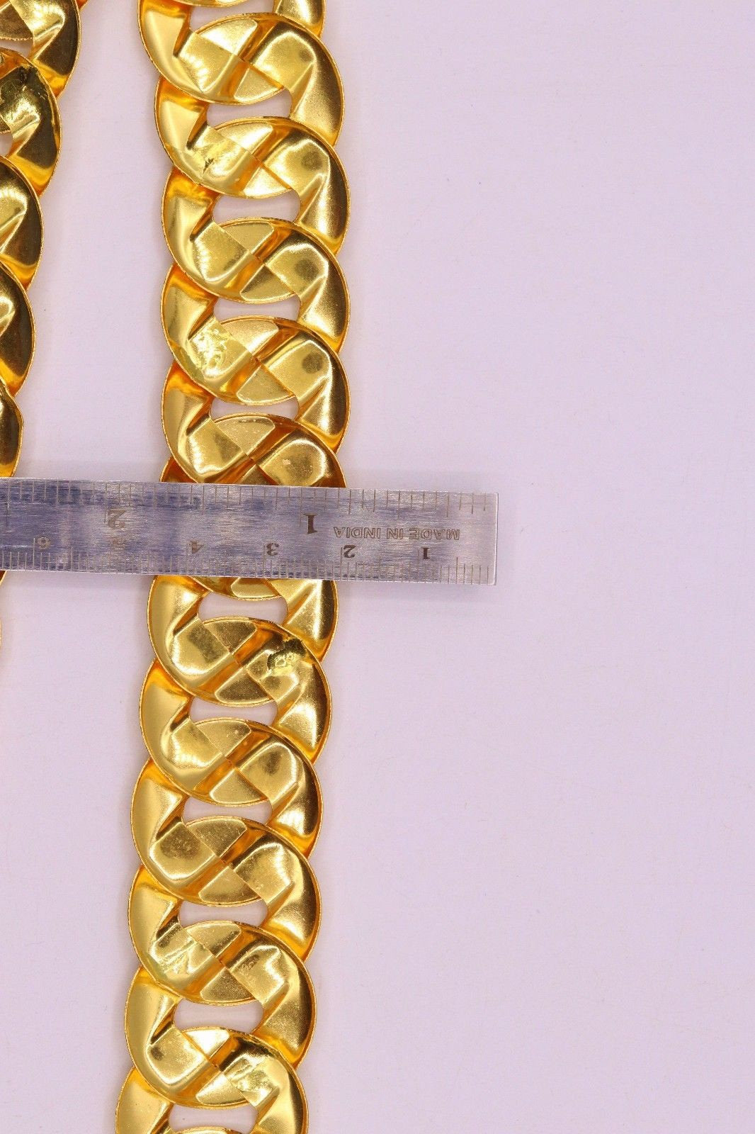 Sale 22 karat yellow gold handmade chain heavy curb Cuban hollow unisex - TRIBAL ORNAMENTS