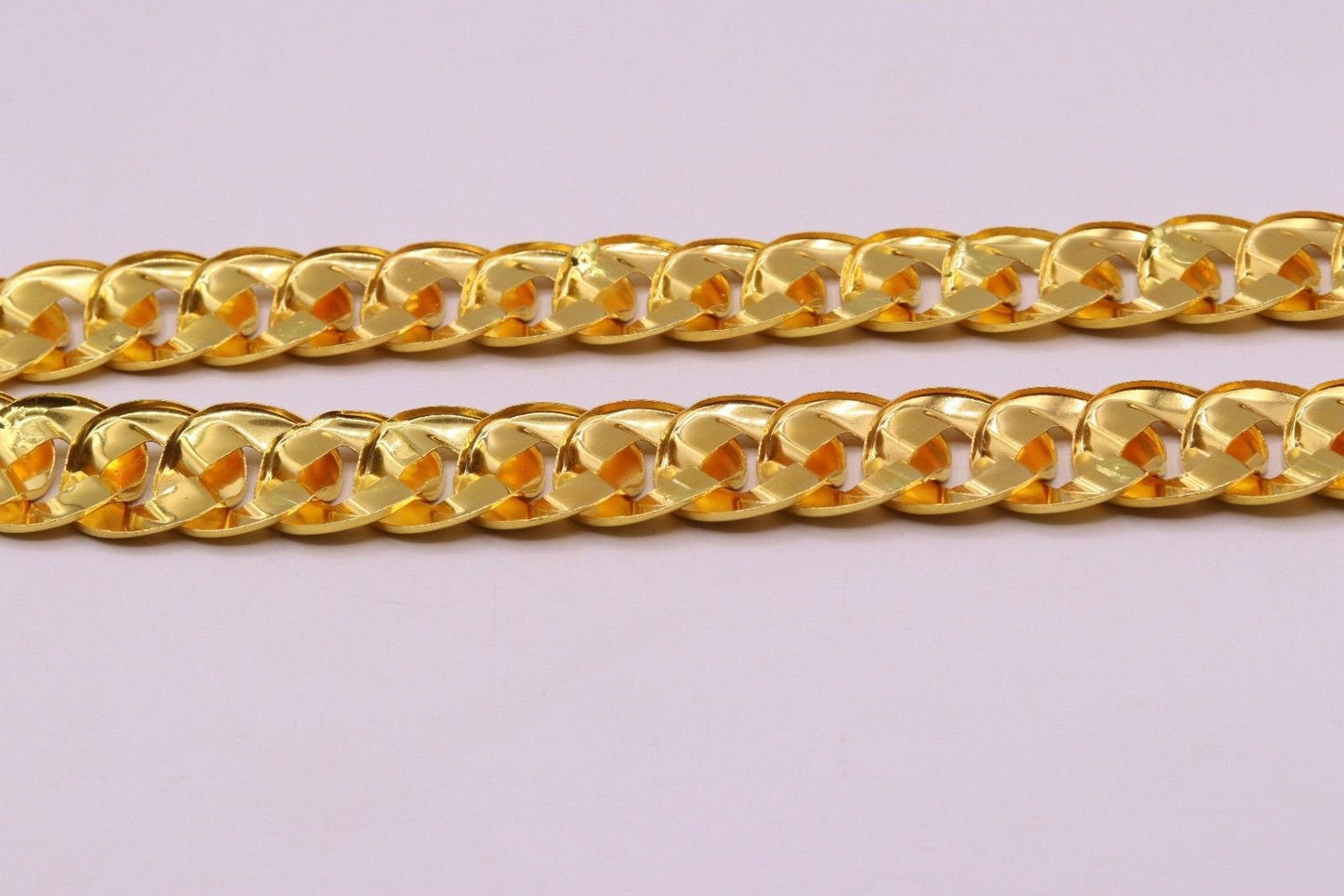 Sale 22 karat yellow gold handmade chain heavy curb Cuban hollow unisex - TRIBAL ORNAMENTS