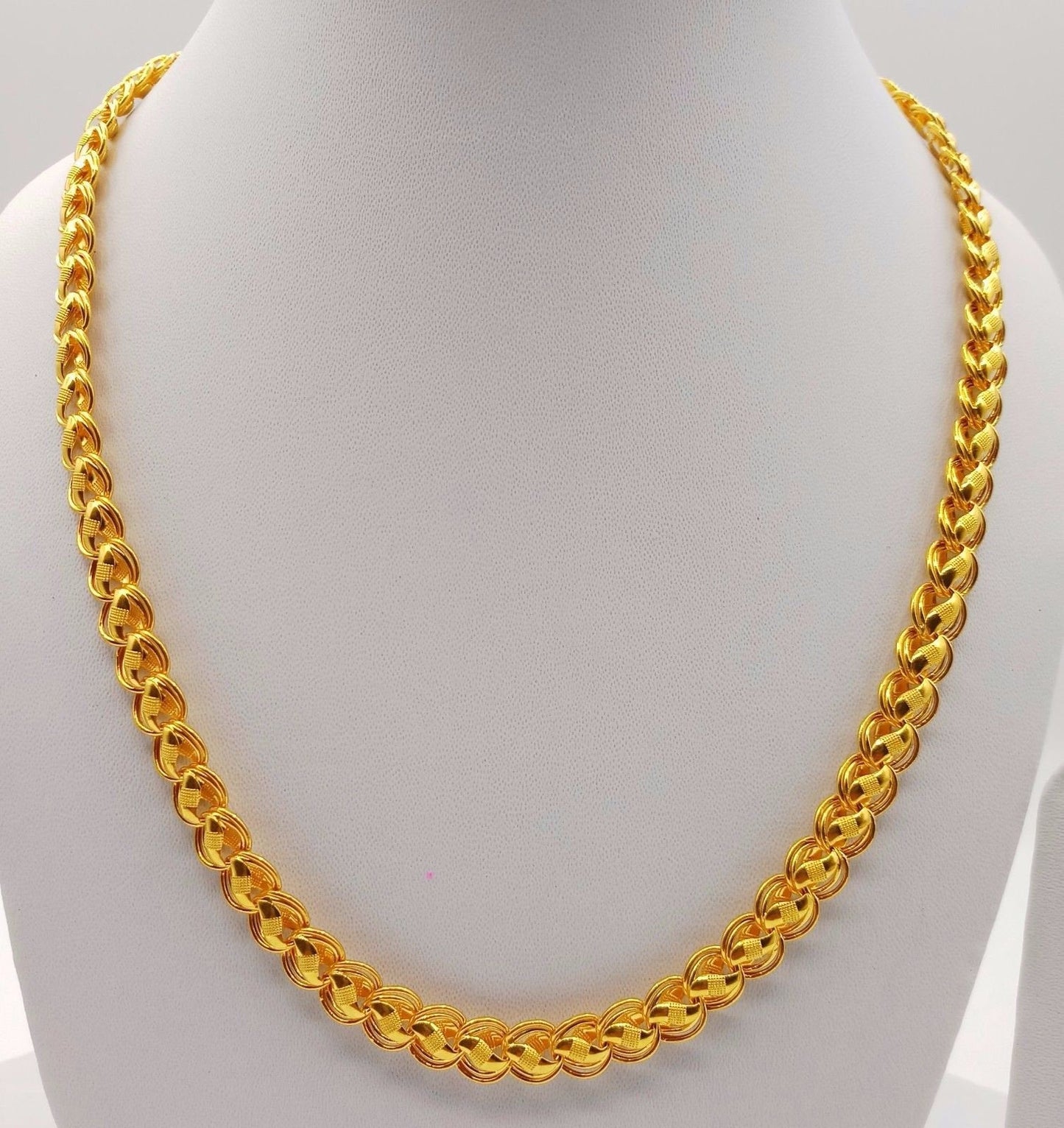 22k yellow gold handmade fabulous necklace lotus chain 18 inches genuine hand craved unisex jewelry for wedding anniversary party gifting - TRIBAL ORNAMENTS