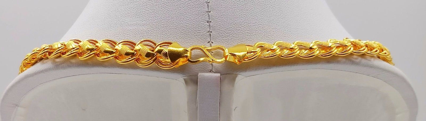 22k yellow gold handmade fabulous necklace lotus chain 18 inches genuine hand craved unisex jewelry for wedding anniversary party gifting - TRIBAL ORNAMENTS
