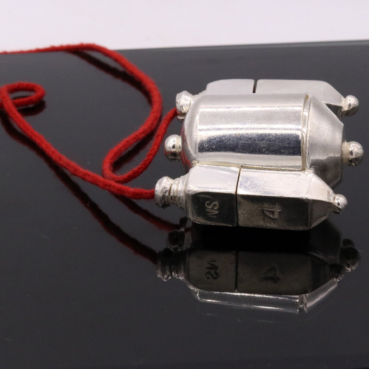 Vintage handmade silver amulet pendant indian idol gold shiva lingam box mantra box prayer box tribal jewelry from rajasthan india sa01 - TRIBAL ORNAMENTS