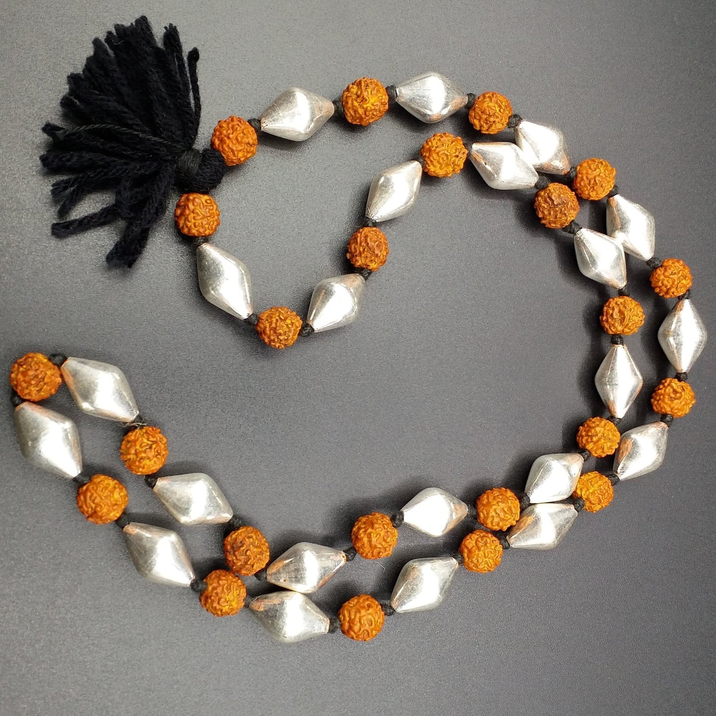 Traditional design natural rudraksha beads and silver beads vintage necklace chain tribal belly dance jewelry !!src-02 - TRIBAL ORNAMENTS