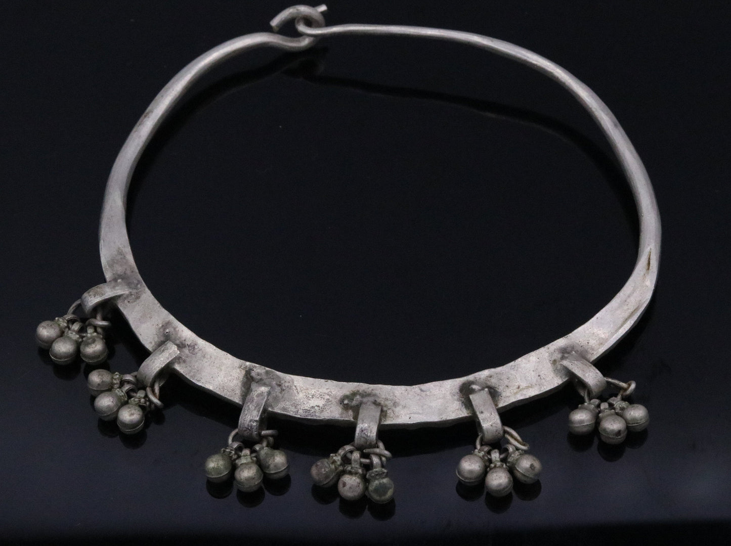 Vintage antique solid silver old baby necklace silver choker necklace ethnic tribal jewelry from Rajasthan india osn10 - TRIBAL ORNAMENTS