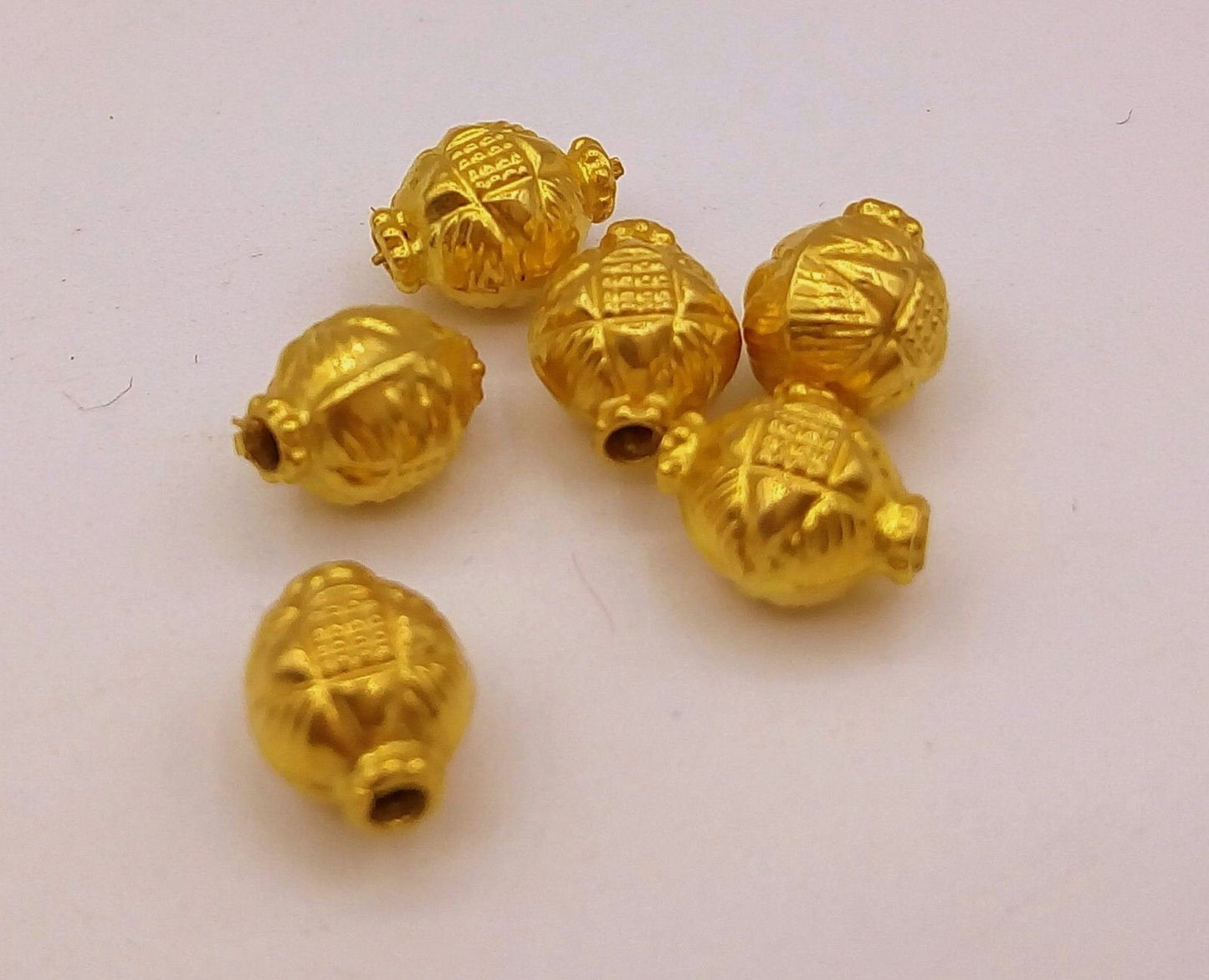 Vintage antique handmade loose beads traditional designer 22k yellow gold 6 beads or ball for custom jewelry making - TRIBAL ORNAMENTS