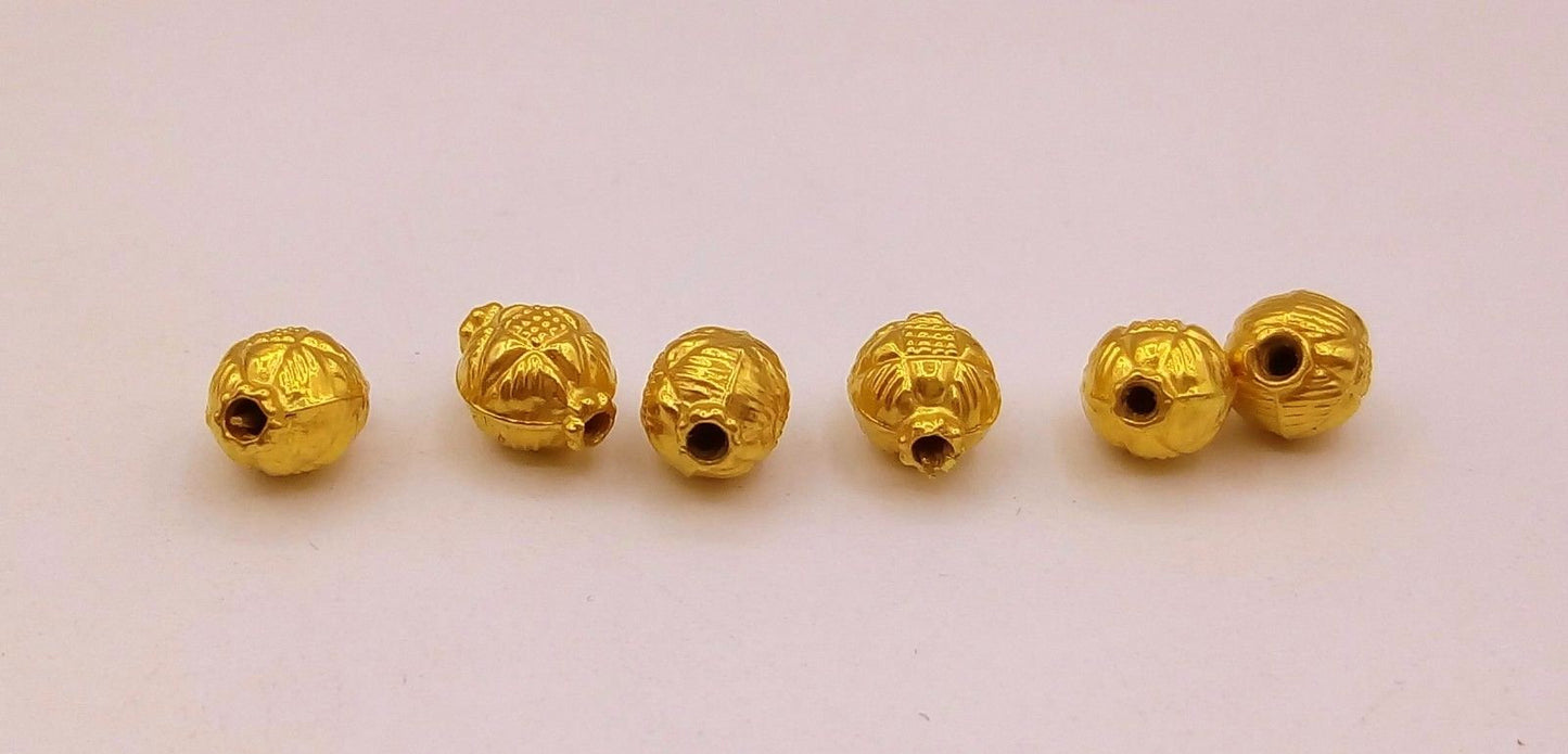 Vintage antique handmade loose beads traditional designer 22k yellow gold 6 beads or ball for custom jewelry making - TRIBAL ORNAMENTS