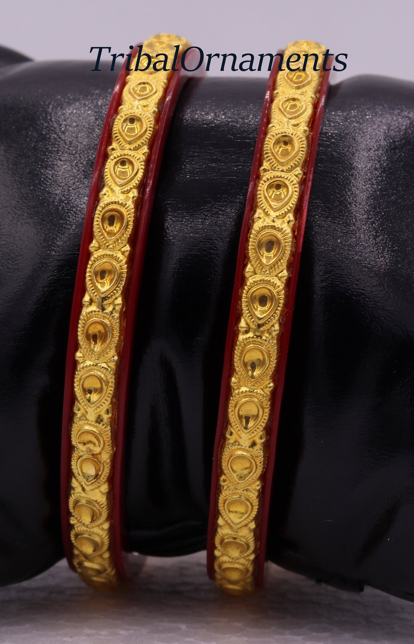 Vintage 22k yellow gold handmade traditional tussi pattern design antique tribal women's bangle kangan bracelet form rajasthan india - TRIBAL ORNAMENTS