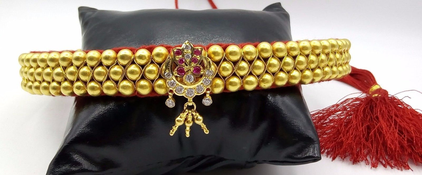Vintage 22karat yellow gold handmade beads or ball studded fabulous necklace rajasthan tribal jewelry for women's gifting - TRIBAL ORNAMENTS