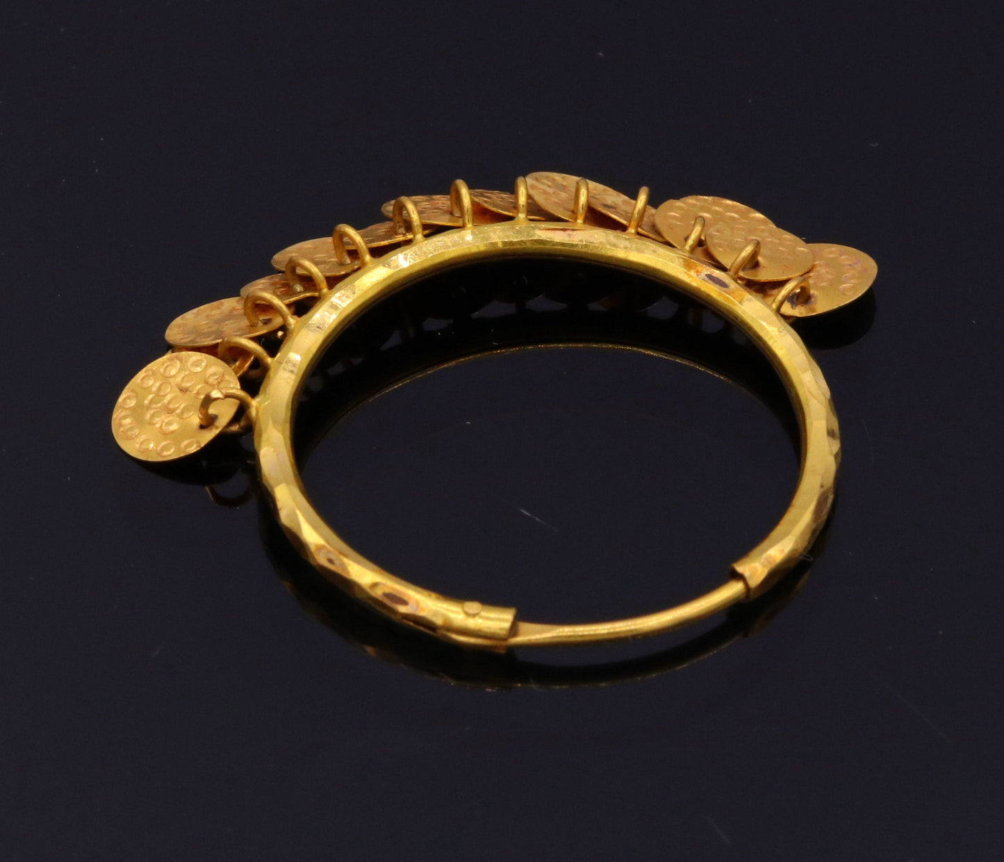 Vintage design handmade yellow gold earring hoop fabulous traditional women's tribal jewelry from rajasthan India - TRIBAL ORNAMENTS