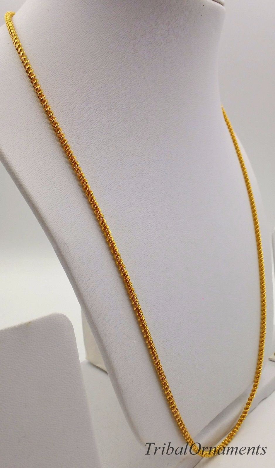 22k yellow gold Traditional design handmade fabulous rope chain 22 inches 2.5 mm twisted rope chain unisex jewelry - TRIBAL ORNAMENTS