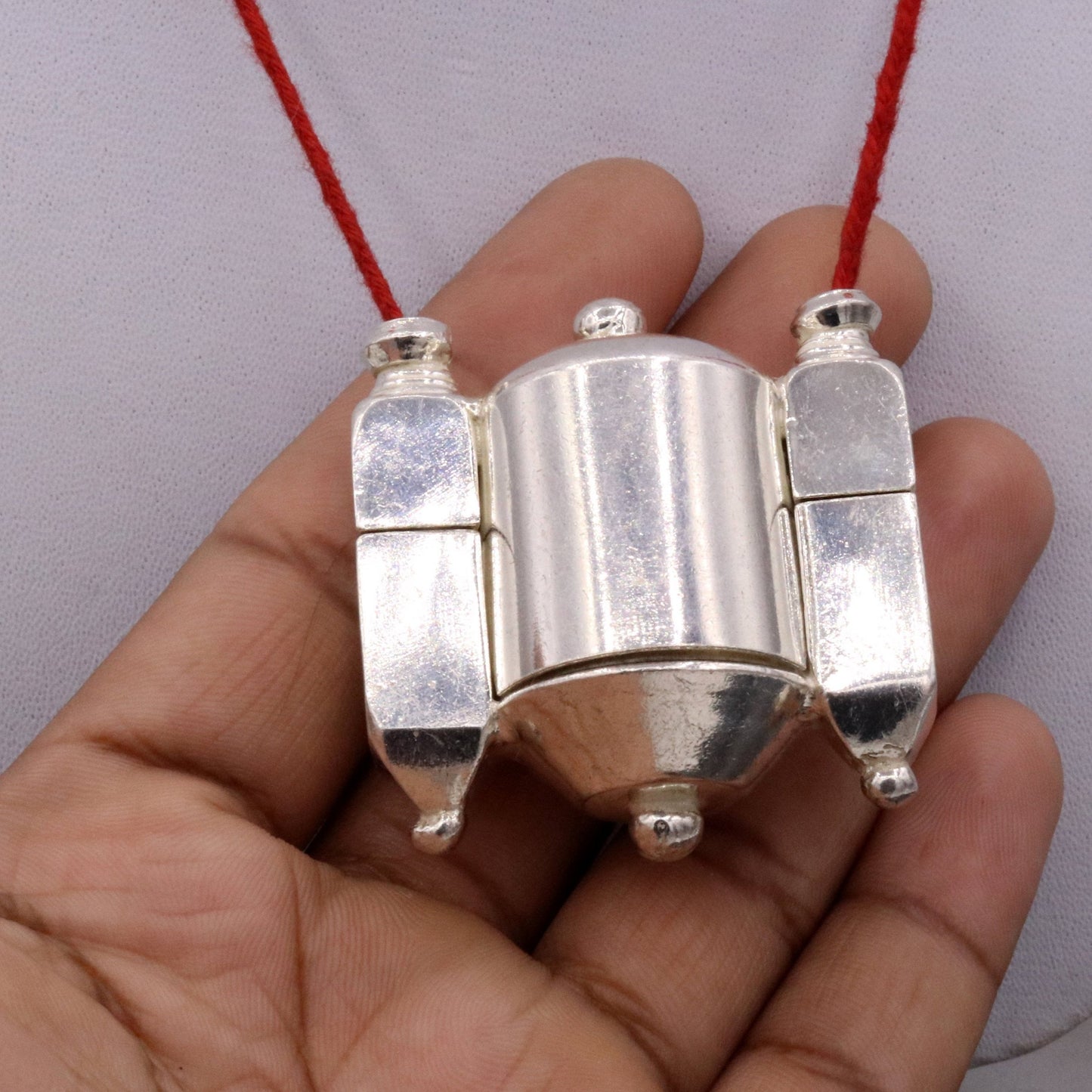 Vintage handmade silver amulet pendant indian idol gold shiva lingam box mantra box prayer box tribal jewelry from rajasthan india sa01 - TRIBAL ORNAMENTS