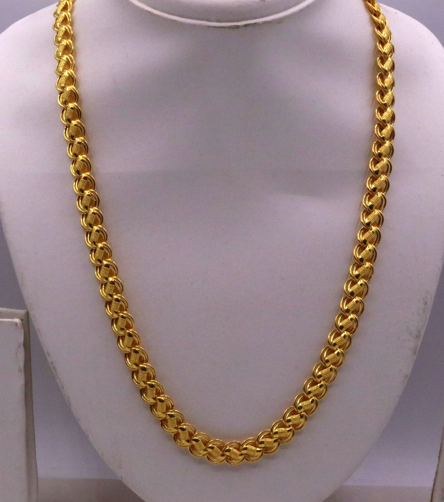 Vintage handmade 22karat yellow gold fabulous lotus design 20 inch unisex necklace chain from rajasthan india - TRIBAL ORNAMENTS